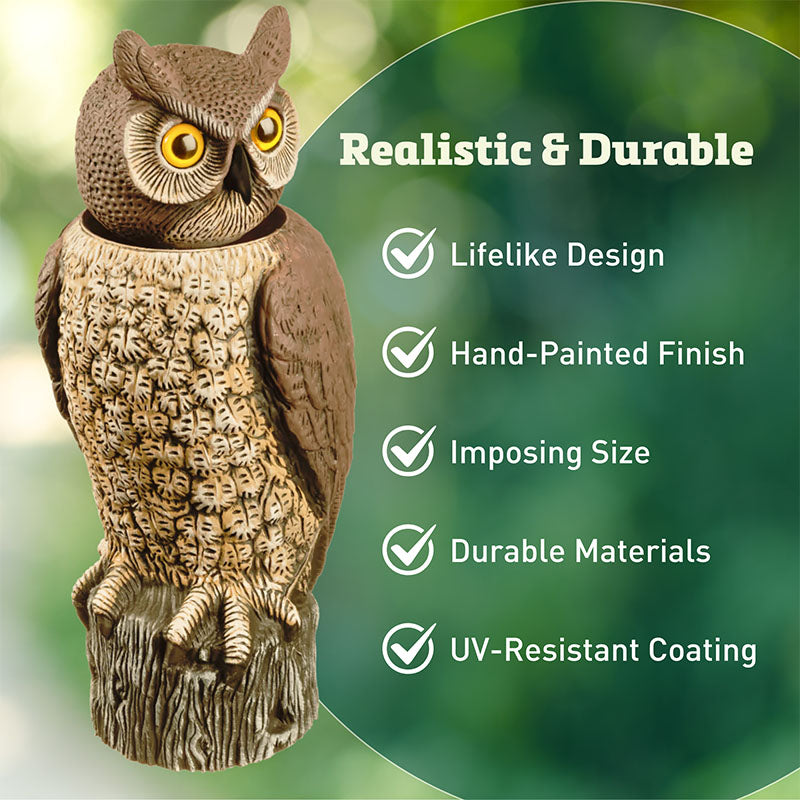 Dalen Bird Scare Realistic Owl with Rotating Head