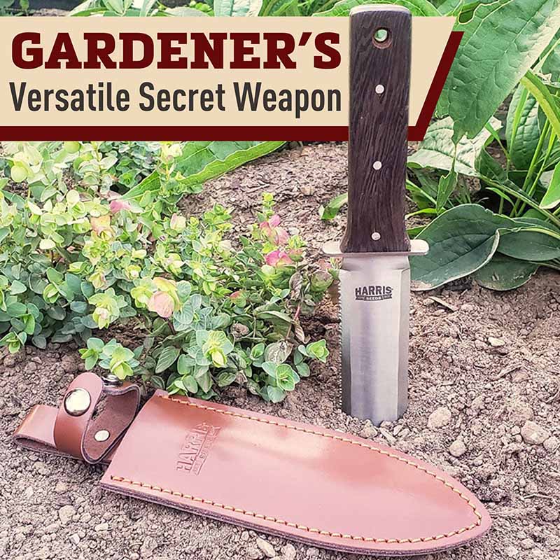 Harris Seeds Soil Hori Knife w/Leather Sheath